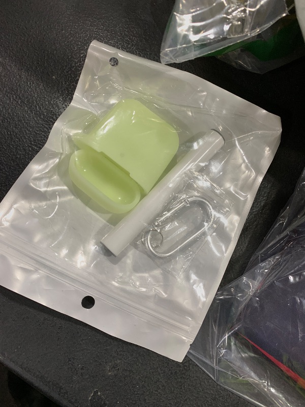 Photo 1 of Woyinger for AirPods Case Cover, Come with Clean Pen?Soft Silicone Protective Cover for Women Men Compatible with Apple AirPods 2nd 1st Generation Charging Case, Front LED Visible,Glow Green