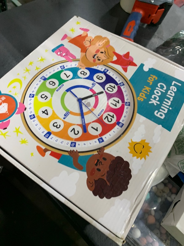 Photo 1 of da Vinci's Room 12 Inch Silent Analog Telling Time Teaching Clock for Kids, Wall Clock for Kids Learning to Tell Time for Classroom, Wall, Bedroom, Playroom, Homeschool