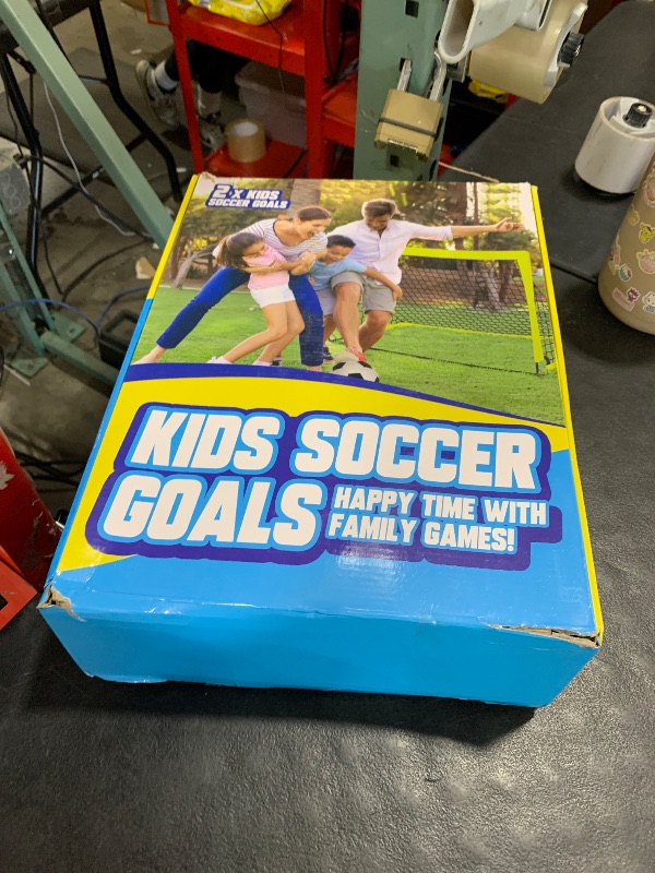 Photo 1 of Kids Soccer Goal, Soccer Goals for Backyard Set of 2, 5x3.6ft Portable Football Goal Pop Up Soccer Net Training Equipment with Targets for Kids Age 3-5 6-8 8-12 10-12 Sports Games