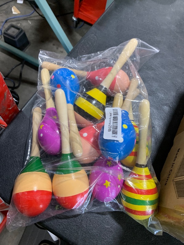 Photo 1 of Hedume 12 Pack Wooden Festival Maracas, 8" Carnival Party Decoration Maracas, Shaker Sand Hammer Noisemaker for Musical Fun, Birthday Parties, Carnivals