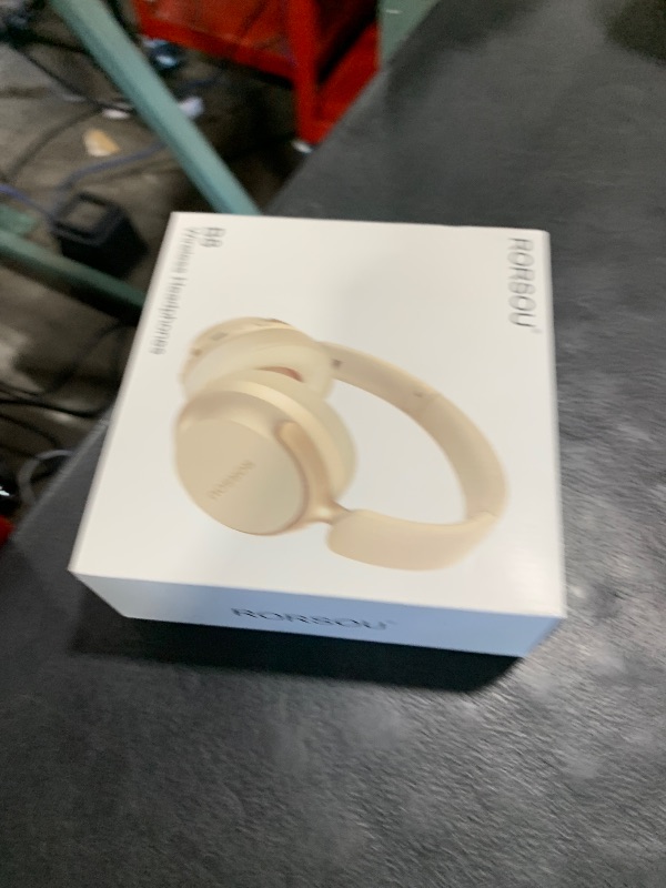 Photo 1 of RORSOU B8 Bluetooth Headphones Over Ear, 6 EQ Music Modes and 50H Playtime Deep Bass Wireless Headphones with Mic, Lightweight Folding HiFi Stereo Headset for iPad/Travel/Tablet/PC/Home Beige White