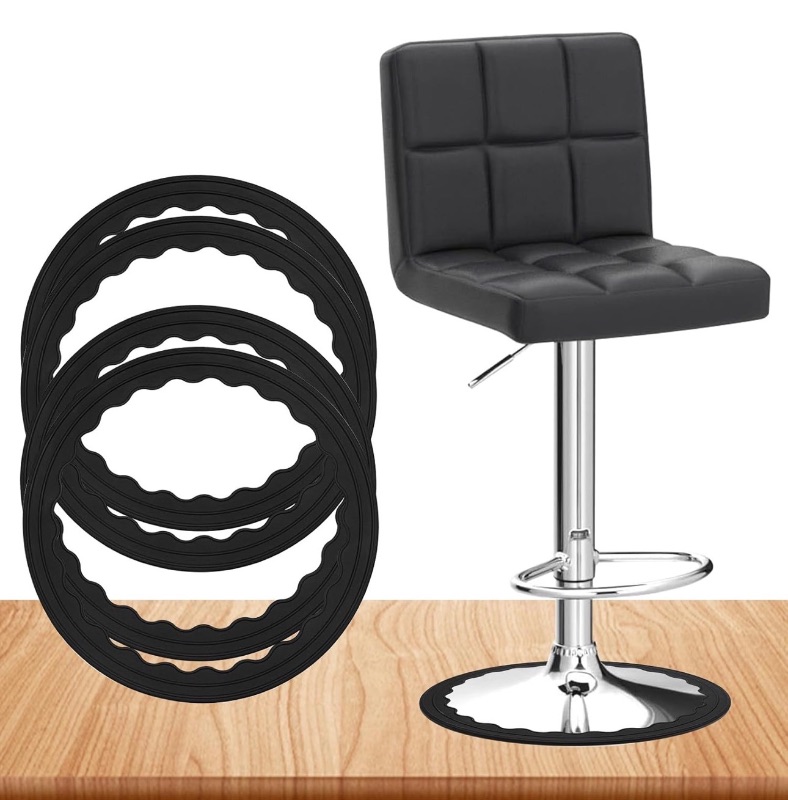 Photo 1 of 4 Pack Bar Stools Leg Protectors Ring, Non Slip Silicone Chair Leg Floor Protector, Pads Bottom Protect Wooden Floor No Scratches No Noise Anti-Slip, Stretchable Fits 16.5" to 18.5" Chair Base, Black