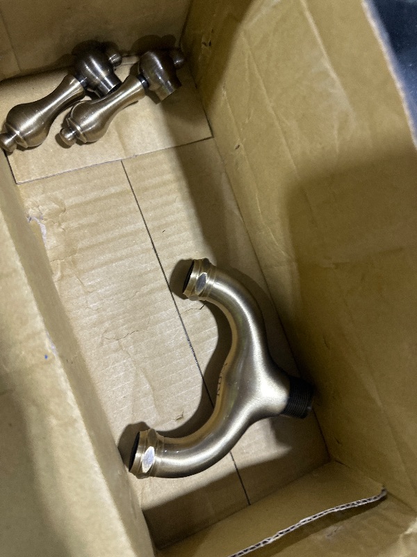 Photo 1 of Kingston Brass KS7793ALBS English Country Bridge Kitchen Faucet, Antique Brass, 13.5 x 7.75 x 16.81