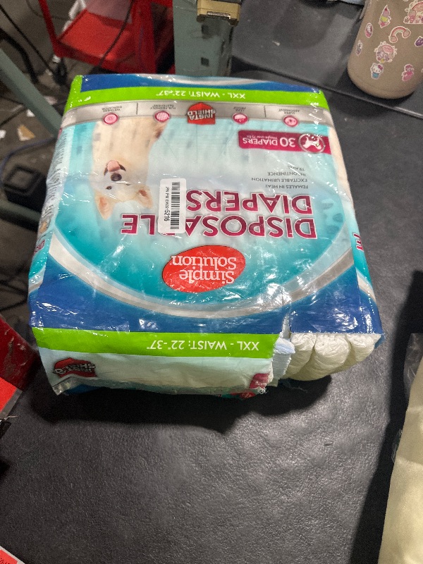 Photo 1 of Simple Solution Dog Diapers Female, Dog Diapers, Potty Training, Super Absorbent, Breathable, Wetness Indicator for Urination, 22-37 Inch Waist, (XXL, 30ct)