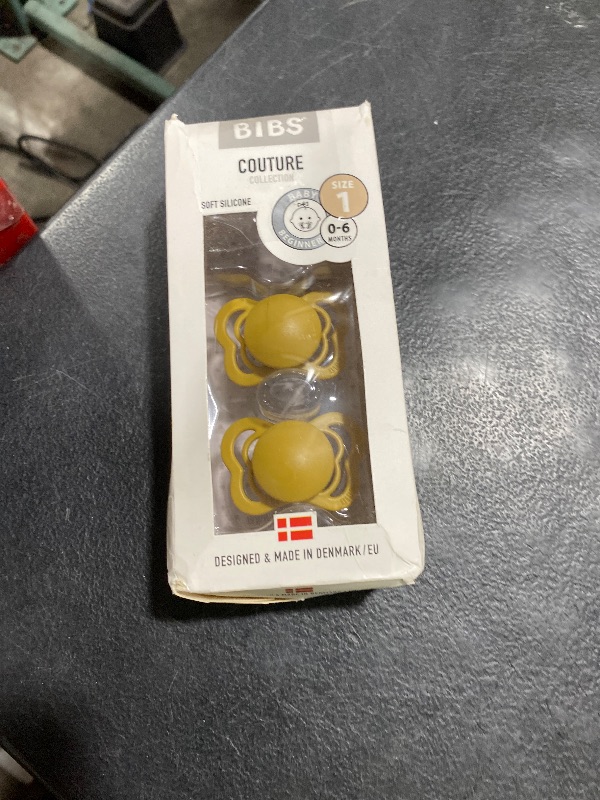 Photo 1 of BIBS Pacifiers - Couture Collection | BPA-Free Baby Pacifier | Made in Denmark | Set of 2 Mustard Color Premium Soothers | Size 0-6 Months
