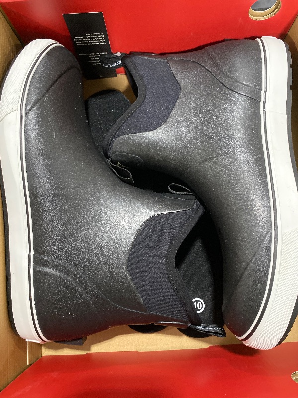 Photo 1 of Piscifun Menâ€™ s Deck Boots, Waterproof Fishing Rain Boots, Anti-Slip Rubber Boots with Breathable Neoprene Lining, Grey,10