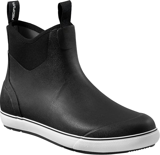 Photo 1 of Piscifun Menâ€™ s Deck Boots, Waterproof Fishing Rain Boots, Anti-Slip Rubber Boots with Breathable Neoprene Lining, Grey,10