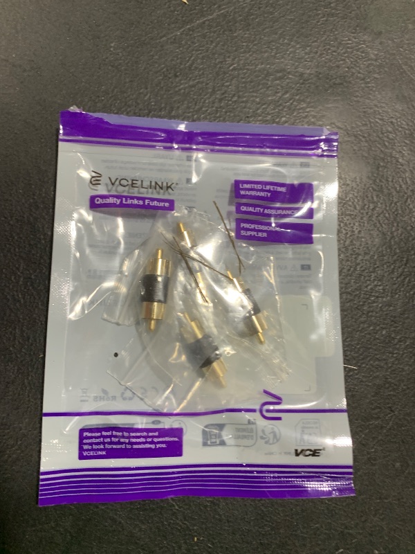 Photo 1 of VCE RCA Male to Male Coupler 5-Pack, Gold Plated Dual Male Connector RCA M-M Adapter