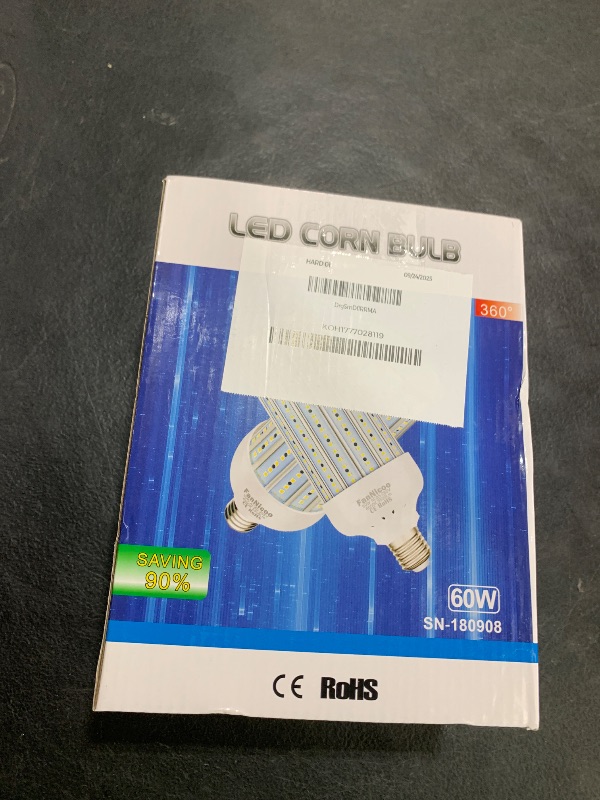 Photo 1 of FanNicoo 2 Pack 500W Equivalent LED Corn Light Bulb 5500 Lumen 6500K 60W Large Area Cool Daylight White E26/E27 Medium Base for Outdoor Indoor Garage Warehouse Factory Workshop Street Backyard