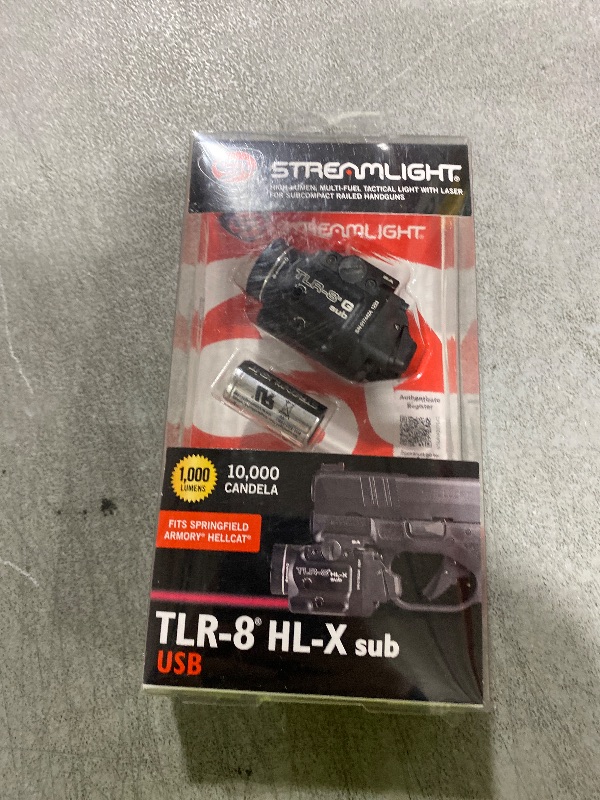 Photo 1 of Streamlight 69469 TLR-8 HL-X sub USB 1000-Lumen Weapon Rail-Mounted Rechargeable Tactical Flashlight with Integrated Red Aiming Laser for Springfield Armory Hellcat Only, Black