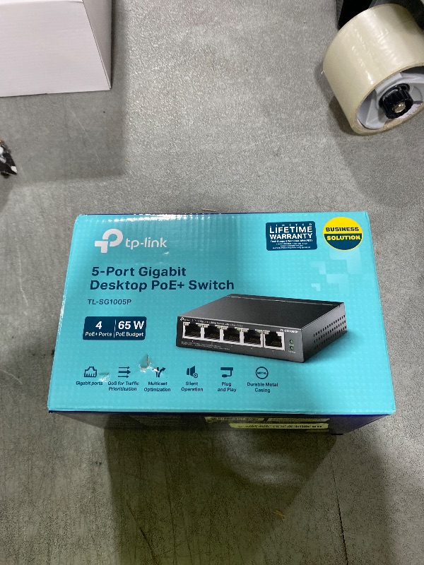 Photo 1 of TP-Link TL-SG1005P, 5 Port Gigabit PoE Switch, 4 PoE+ Ports @65W, Desktop, Plug & Play, Sturdy Metal w/ Shielded Ports, Fanless, QoS & IGMP Snooping
