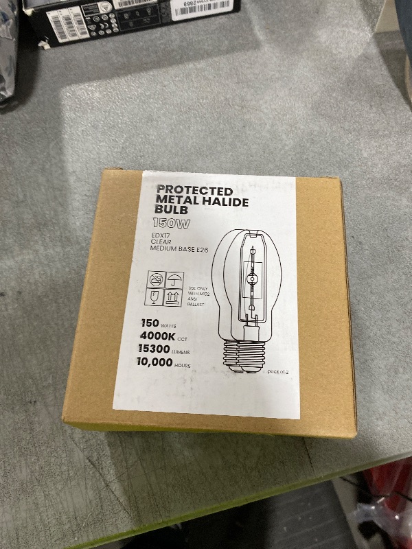Photo 1 of GRUOTVSZAK Protected MP150/U/MED 150 Watt Metal Halide EDX17, Medium Base(E26), Dusk to Dawn Bulb, 4000K, 15300 Lumen, Ballast ANSI Code M102 Clear Bulb 2 Pack