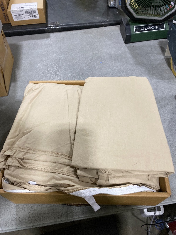 Photo 1 of Double Stitch 100% Organic Cotton Duvet Cover - Soft 3 Piece Bedding Set King Size, 300 TC Luxury Hotel Sateen Weave, GOTS Certified Long Staple Cotton, Made in India, Beige