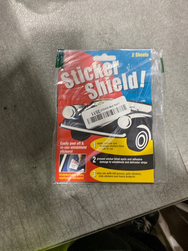 Photo 1 of STICKER SHIELD - Windshield Sticker Applicator for Easy Application, Removal and Re-Application from Car to Car - 4 inch x 6 inch Sheets (Pack of 2 Sheets)