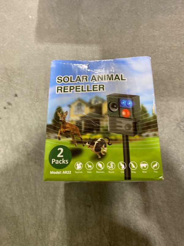 Photo 1 of 2 Packs Solar Animal Repeller Ultrasonic, Cat Repellent Outdoor with USB Recharging, Waterproof Ultrasonic Deer Repellent Motion Activated Repel Dog, Squirrel, Deer, Raccoon, Skunk, Rabbit
