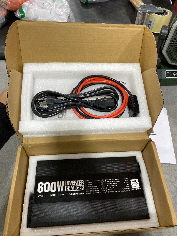 Photo 1 of ECO-WORTHY 600W Pure Sine Wave Inverter Charger, Power Inverter with 25A LiFePO4 Battery Charger, 12V to 110V for UPS Backup Power Deep-Cycle Batteries RV Boat Home