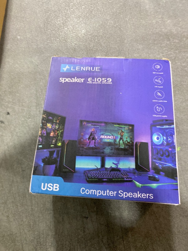 Photo 1 of LENRUE Computer Speakers, USB/USB-C Powered PC Speakers with Loud Stereo Sound, Headphone-in for Desktop, iMac, MacBook, Laptop, Monitor (USB-C to USB Adapter Included)