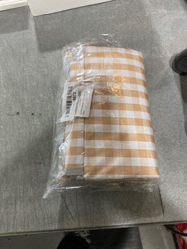 Photo 1 of Beyond Thursday Cute Gingham Picnic Blanket, Waterproof Foldable, in Large 80x60in and Extra Large 80x80in, Portable Compact Beach Blanket, Oversized XL Outdoor Mat (Tan, X-Large)