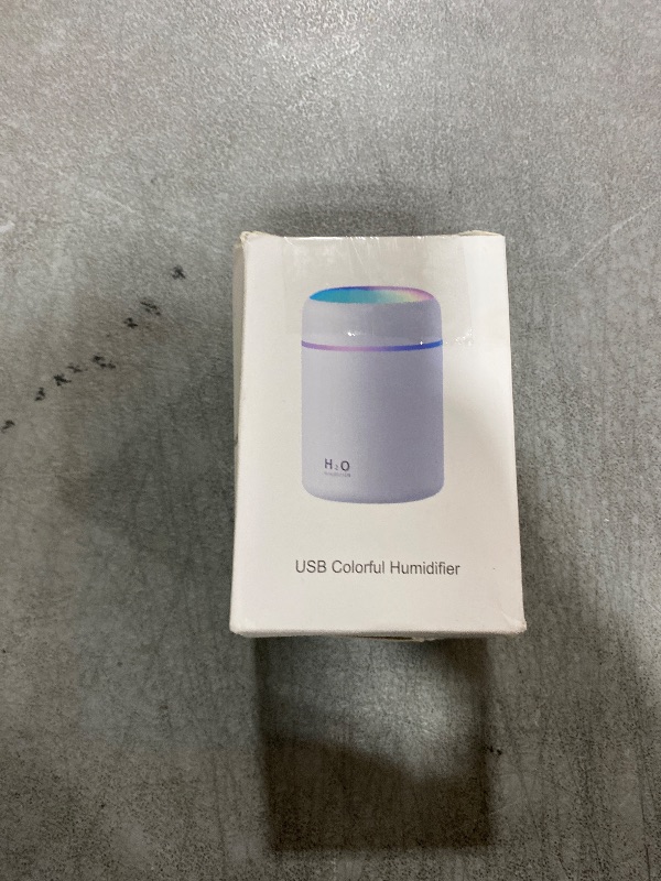 Photo 1 of Portable Mini Humidifier, Colorful, Cool Mist, USB Powered. Perfect for Bedroom, Office & Car (300ml, White)
