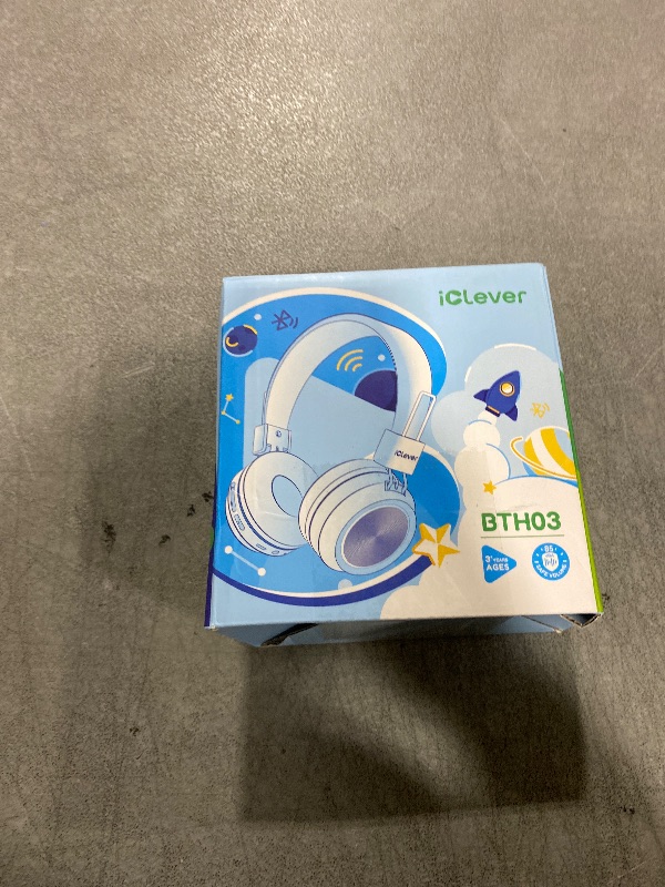 Photo 1 of iClever BTH03 Kids Bluetooth Headphones, Colorful LED Lights, 35H Playtime, Bluetooth 5.4, Type C Fast Charging, Safe Volume, Stereo Sound Mic, On Ear Kids Wireless Headphones for iPad Airplane, Blue