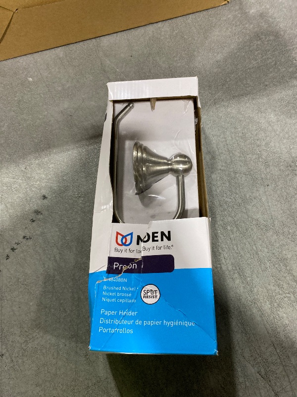 Photo 1 of Moen Preston Collection Spot Resist Brushed Nickel Single Post Toilet Paper Holder, Wall Mounted Toilet Roll Holder, DN8408BN