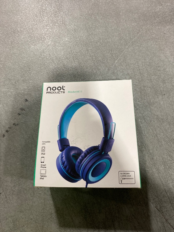 Photo 1 of Kids Headphones - noot products K11 Foldable Stereo Tangle-Free 3.5mm Jack Wired Cord On-Ear Headset for Children/Teens/Boys/Girls/Smartphones/School/Kindle/Airplane Travel/Plane/Tablet (Navy/Teal)