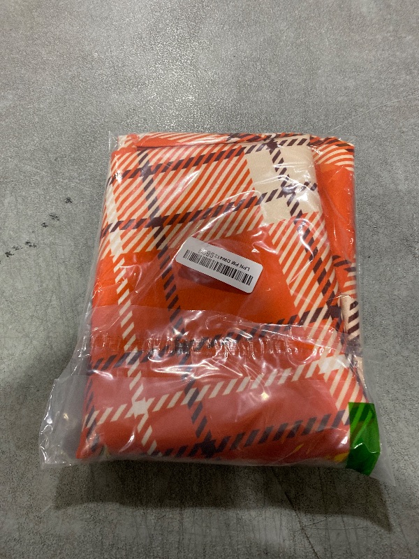 Photo 1 of VEDACHIC Rectangle Table Thanksgiving Orange Fall Plaid Tablecloth - 52"x 70" Oblong Autumn Harvest Buffalo Plaid Polyester Table Cover Reusable Water Resistant for Holiday Party Picnic