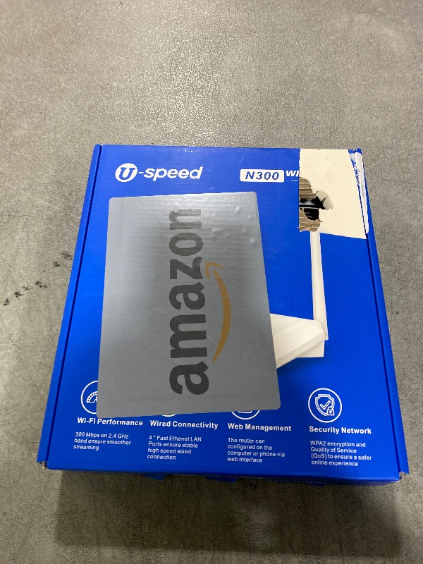 Photo 1 of U-SPEED N300 WiFi Router 2.4G Easy Setup Wireless Internet Network Router, Supports Wireless Repeater, WISP, Up to 300Mbps for Home and Office