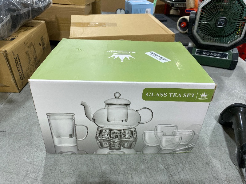 Photo 1 of 2-IN-1 Glass Tea Sets for Adults - Includes Glass Teapot and Mug with Infuser, Warmer Base, 4 Double Wall Glass Tea Cup - for Both Personal and Gathering Tea Time, Gifts for Tea Lovers