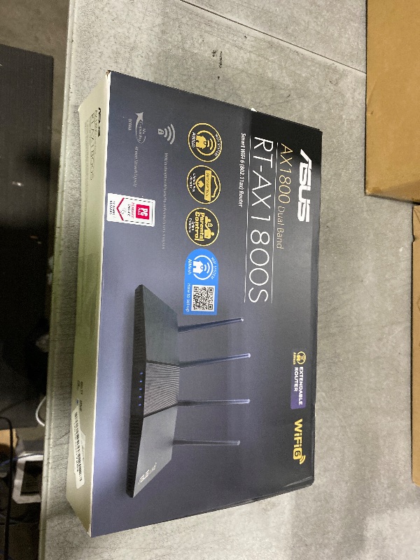 Photo 1 of ASUS RT-AX1800S Dual Band WiFi 6 Extendable Router, Subscription-Free Network Security, Parental Control, Built-in VPN, AiMesh Compatible, Gaming & Streaming, Smart Home