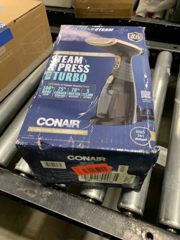 Photo 1 of Conair Handheld Garment Steamer for Clothes, Turbo ExtremeSteam 1875W Fabric Steamer, Portable Handheld Design, Strong Penetrating Steam, Amazon Exclusive, Black