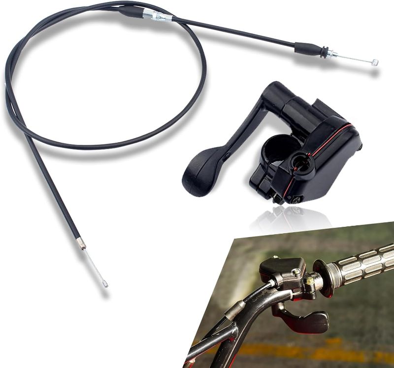 Photo 1 of 1 PC Motorcycle Thumb Controller Throttle Cable, 46.5" Metal Durable Throttle Cable Assembly, Rubber Acceleration Handle Kit, Universal for Most Motorcycle Bike Four-wheel ATVs (Black)