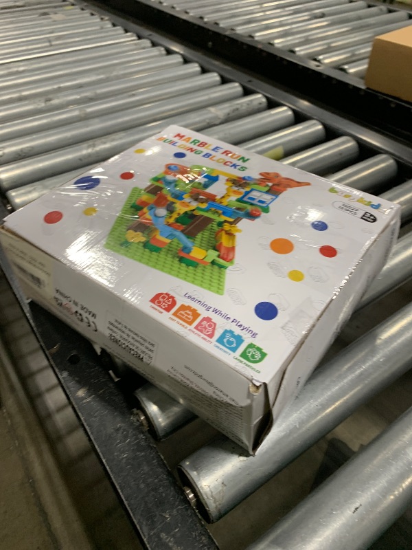 Photo 1 of Marble Run for Kids Ages 4-8 145 PCS Dinosaur Giraffe Building Blocks with 10 Marbles Slide Dino Smooth Edges Design Works with Large Brick Toys STEM Track Toys Creative Gift for Boys Girls