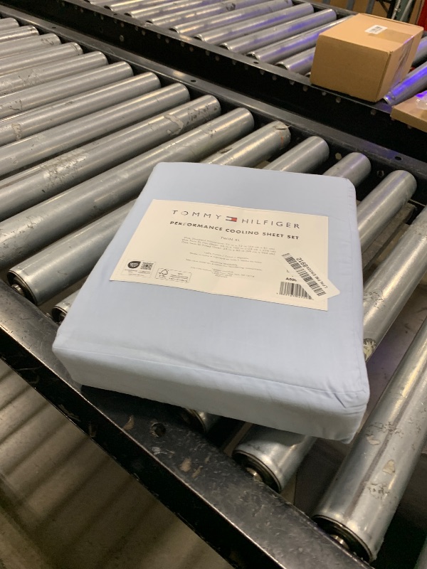 Photo 1 of Tommy Hilfiger - Twin XL Bed Sheets, Moisture-Wicking Cotton Bedding with Matching Pillowcase, Lightweight Bed Set, Deep Pockets, Dorm Essentials, Oeko-Tex Certified (Performance Cooling Light Blue)