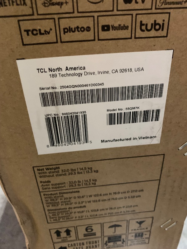 Photo 1 of TCL 55-Inch Class QM7K Series QD-Mini LED 4K UHD Google Smart TV Best Premium Mini-LED TV - QLED, 144hz, 240hz Gaming Rate, Anti-Reflective Screen, Bang & Olufsen Audio, Atmos (55QM7K, 2025 Model)