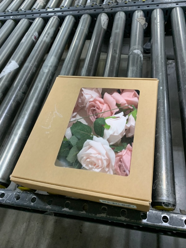 Photo 1 of Ling's Moment Artificial Flowers 16pcs Blush Pink Silk Roses with Stems Real Look, 3.5" Fake Ombre Slate Pink Vendela Roses Bulk for DIY Wedding Bouquets Centerpieces Party Baby Shower Home Decoration