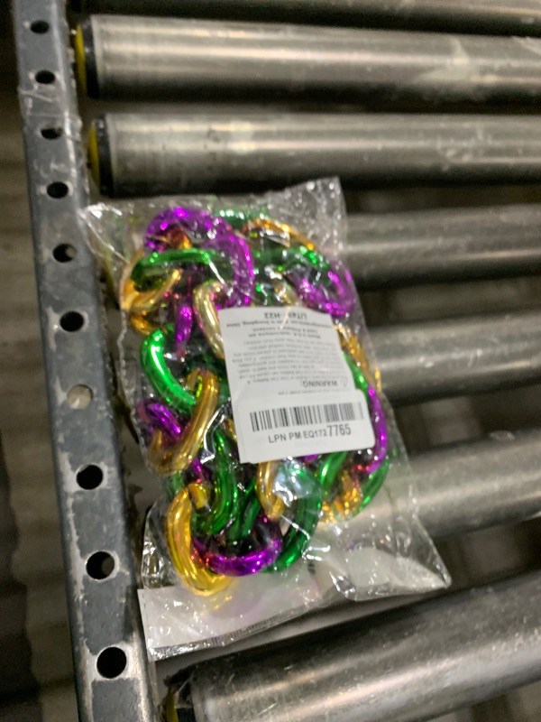 Photo 1 of Windy City Novelties 36" Jumbo Link LED Plastic Necklace - Fun Light-Up Accessory for Mardi Gras, St. Patrick's Day, and Party Events - Purple/Green/Gold