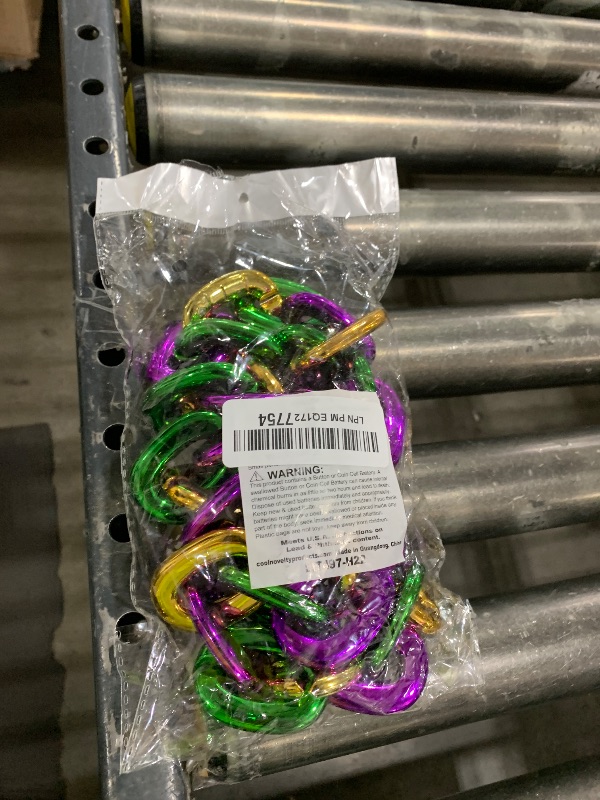 Photo 1 of Windy City Novelties 36" Jumbo Link LED Plastic Necklace - Fun Light-Up Accessory for Mardi Gras, St. Patrick's Day, and Party Events - Purple/Green/Gold