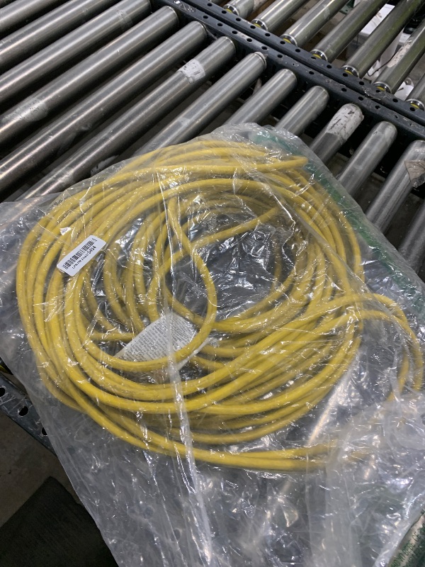 Photo 1 of POWGRN 100 ft 12/3 Outdoor Extension Cord Waterproof Heavy Duty with Lighted Indicator End 12 Gauge 3 Prong, Flexible Cold-Resistant Long Power Cord Outside, 15Amp 1875W SJTW Yellow ETL Listed