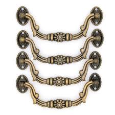 Photo 1 of MSolid 4 PCs Vintage Retro Bail Pull Handle for Wooden Drawer Dresser Chest Cabinet Cupboard, Length 4.5-in (11.5 cm) 