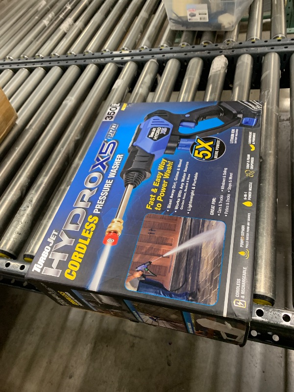 Photo 1 of Ontel Turbo Jet HydroX5 Pro Portable Cordless Pressure Washer (21V 3000mAh Battery), 6-in-1 Nozzle, Dual Water Source, 16ft Detachable Hose