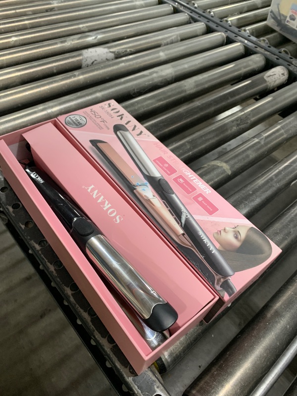 Photo 1 of 1 Inch Flat Iron Hair Straightener and Titanium Curler 2 in 1 | Dual Voltage Smart 3D Ceramic Floating Plates Ionic Straightener