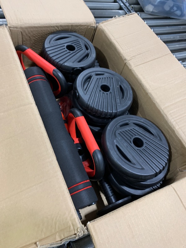 Photo 1 of UNNMIIY Adjustable Dumbbells, Free Weight Set with Connector, 4 in1 Dumbbells Set Used as Barbell, Kettlebells, Push up Stand