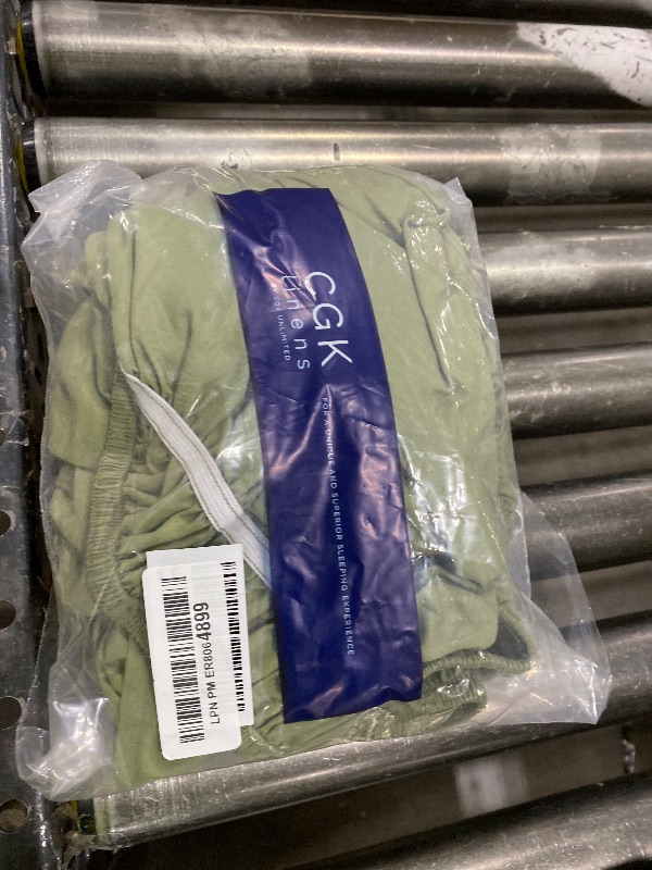 Photo 1 of Wrap Around Dust Ruffle Bed Skirt - Sage Green - for Queen Size Beds with 12 Inch Drop - Elastic Strap