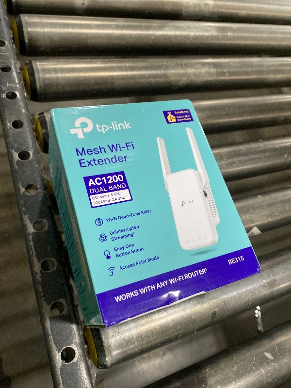 Photo 1 of TP-Link AC1200 WiFi Extender, 2025 Wirecutter Best WiFi Extender, 1.2Gbps Home Signal Booster, Dual Band 5GHz/2.4GHz, Up to 1600 Sq.ft and 32 Devices, EasyMesh Compatible, One Ethernet Port (RE315)