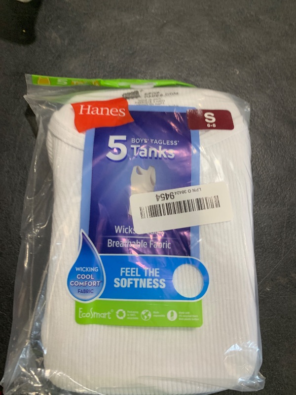 Photo 1 of Hanes Boys' Tank Undershirt, EcoSmart Cotton Shirt, Multiple Packs Available, Assorted, Small