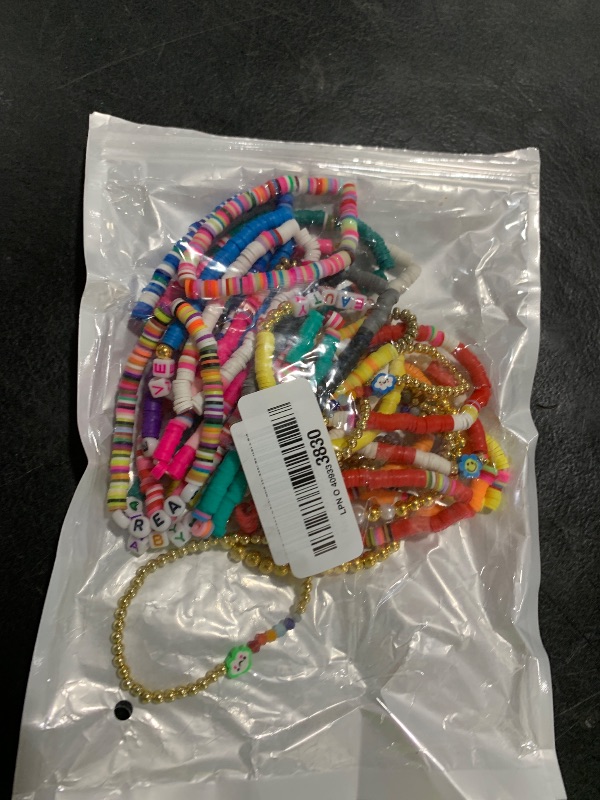 Photo 1 of LUYI 32 Pcs Preppy Jewelry Bracelets for Women Clay Bead Colorful Surfer Heishi Bracelet Set Stackable Beaded Friendship Stretch Bracelets Boho Y2K Summer Beach Elastic Layering Bracelets