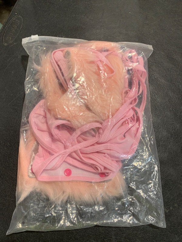 Photo 1 of ZOSCGJMY Women's Faux Fur Halter String Triangle Bikini Sets Two Piece Swimsuits (Pink)