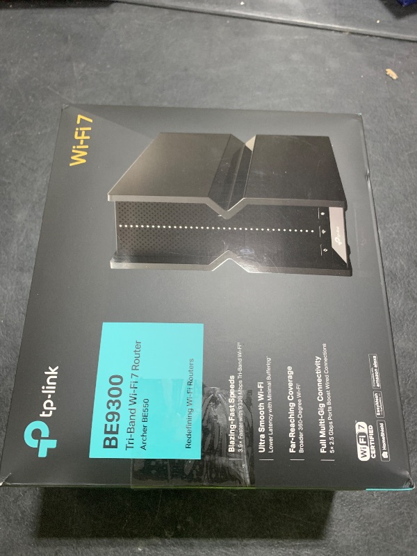 Photo 1 of TP-Link Tri-Band BE9300 WiFi 7 Router (Archer BE550) - 6-Stream, Full 2.5G Ports w/ 6 Internal Antennas, Up to 2,000 Sq Ft, Add Easy-Mesh Device for Extended Coverage, VPN Support, Free Expert Support