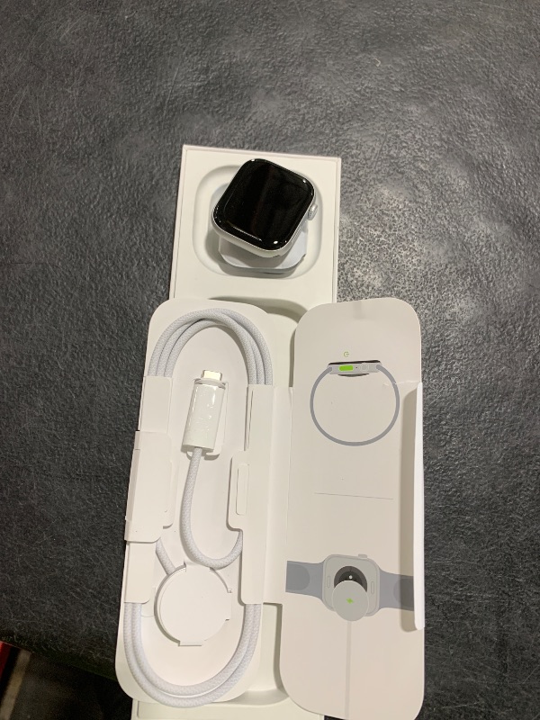 Photo 1 of Apple Watch Series 10 [GPS 42mm case] Smartwatch with Silver Aluminium Case with Denim Sport Band - S/M. Fitness Tracker, ECG App, Always-On Retina Display, Water Resistant
